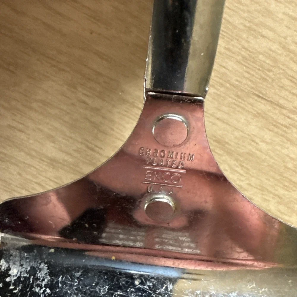 EKCO Orange Slotted Spatula Flipper Turner Chromium Plated Vtg USA 1970's MCM